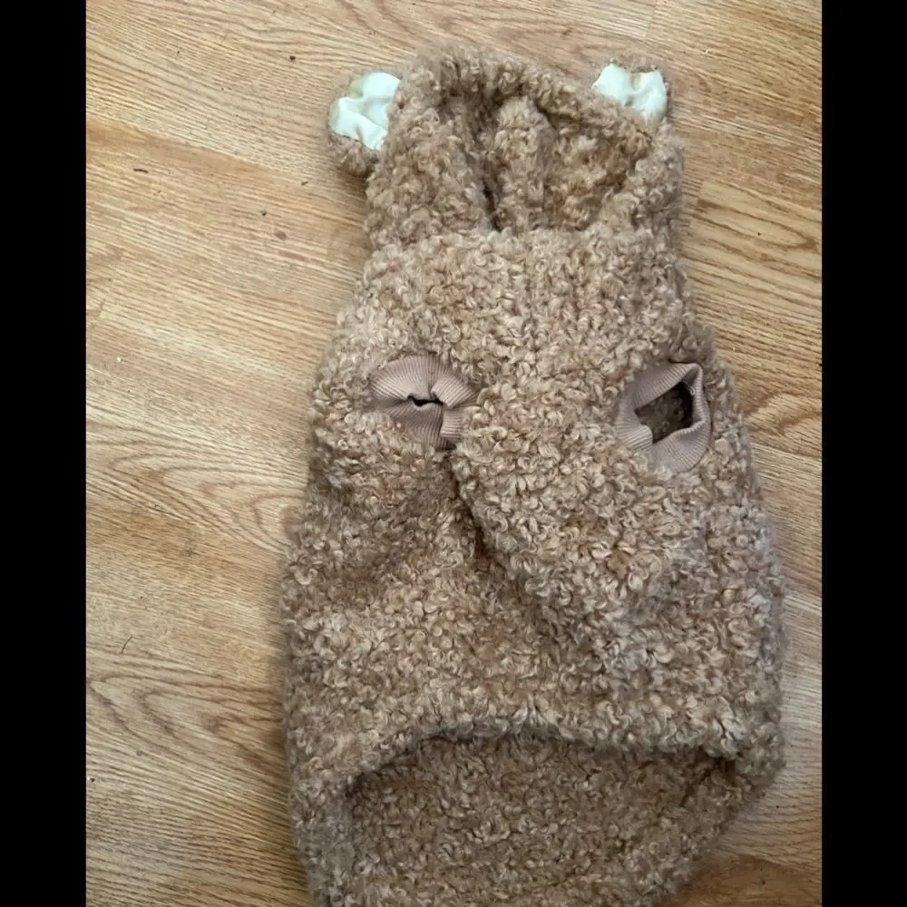 Top Paw Sherpa Dog Jacket M | Brown Fleece Coat for Medium Dogs